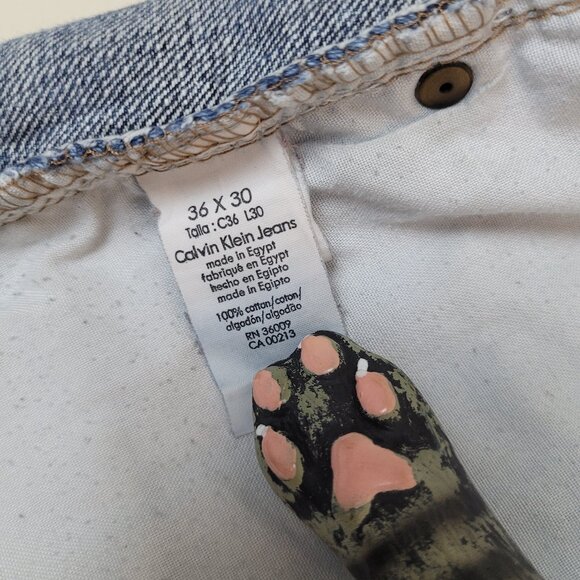 Vintage Calvin Klein Jeans Mens 36x30 Blue Medium Wash Cotton Straight Baggy Y2K - Picture 12 of 16